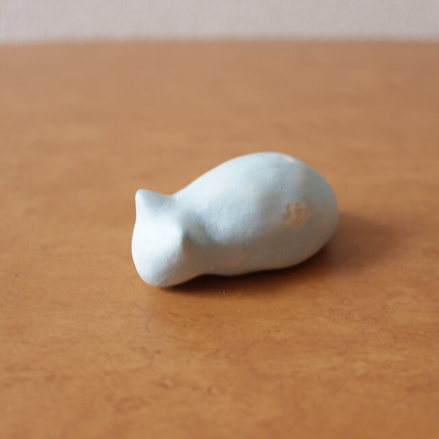 陶　彫刻 野良猫 のんびり猫 尻尾右 空シリーズ