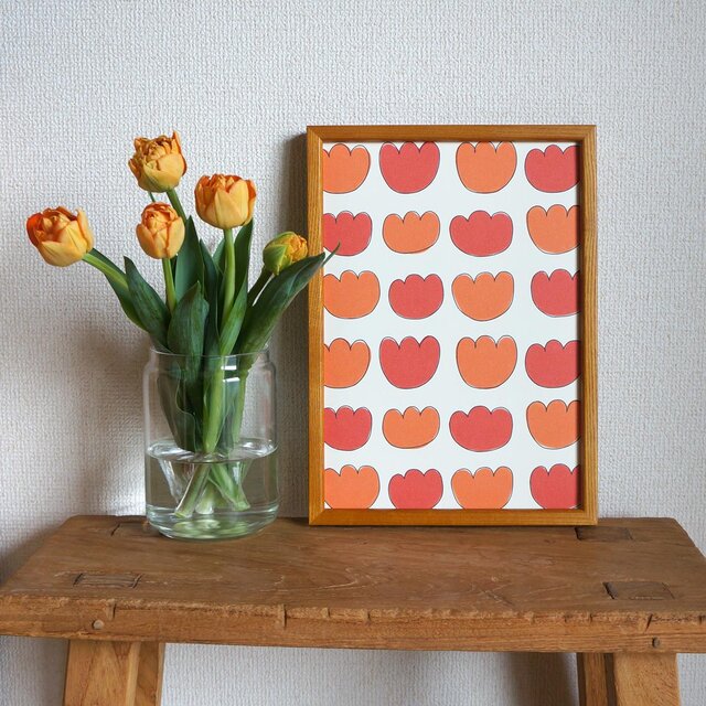 「 tulip ( red & orange ) 」A4ポスター