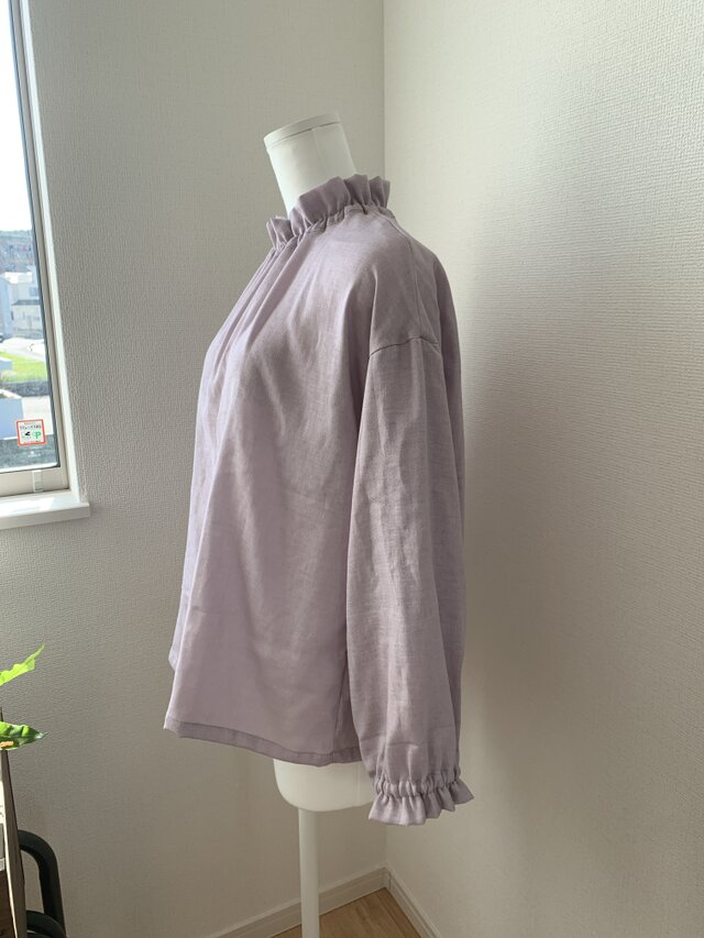 ダブルガーゼスタンドフリルプルオーバー