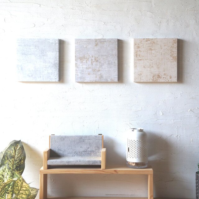 アートパネル オブジェ FADE 20×20cm 3colorsセット Beige Gray 店舗装飾 廊下 リビング 客室