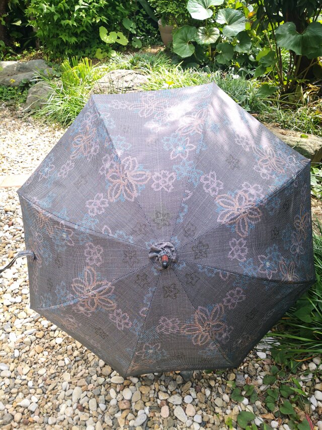 【送無】大島紬（黒白地花柄B）