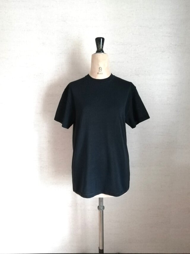 【新作】和紙素材で超快適♡肌が呼吸する♡Tシャツニットプルオーバー　ダークネイビー