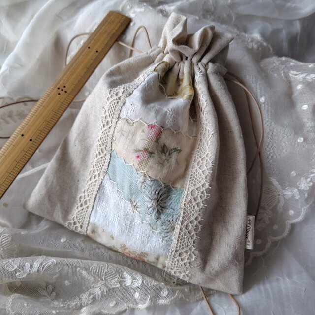 縄バック　アンティーク　民具 ロープ持ち手のヴィンテージラグリメイクバッグ 2way 2wayバッグ