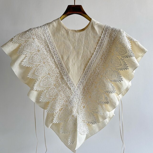 European linen scarf collar (white race) "b"