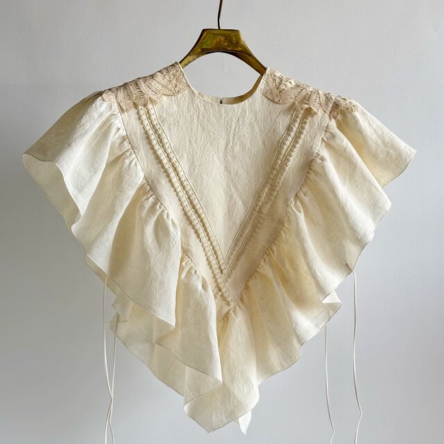 European linen scarf collar (white race) "a"