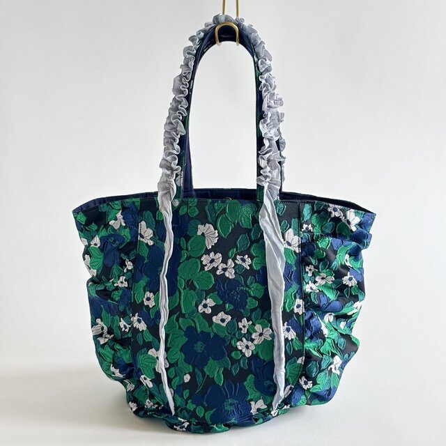 jacquard gather bag (navy)