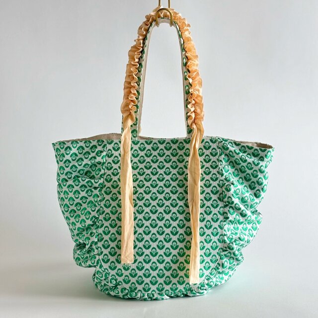 jacquard gather bag (green)