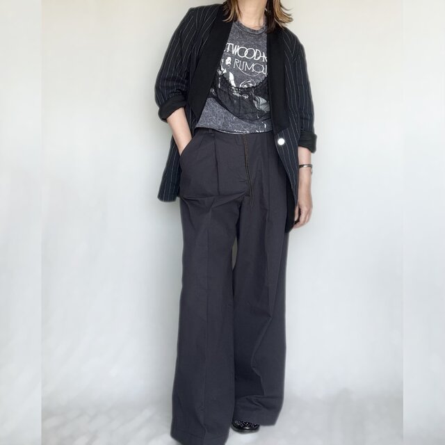 used chino cloth pants (black gray)