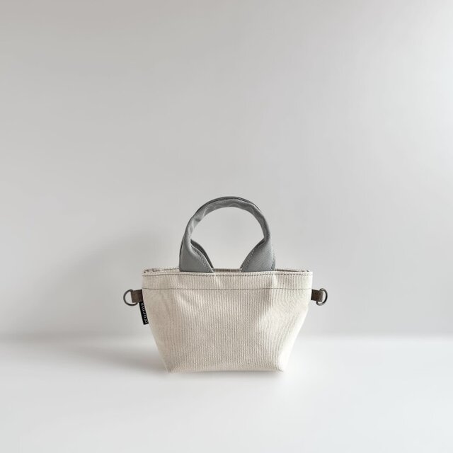 帆布のポシェット・まるもちpetit＊生成り×グレー