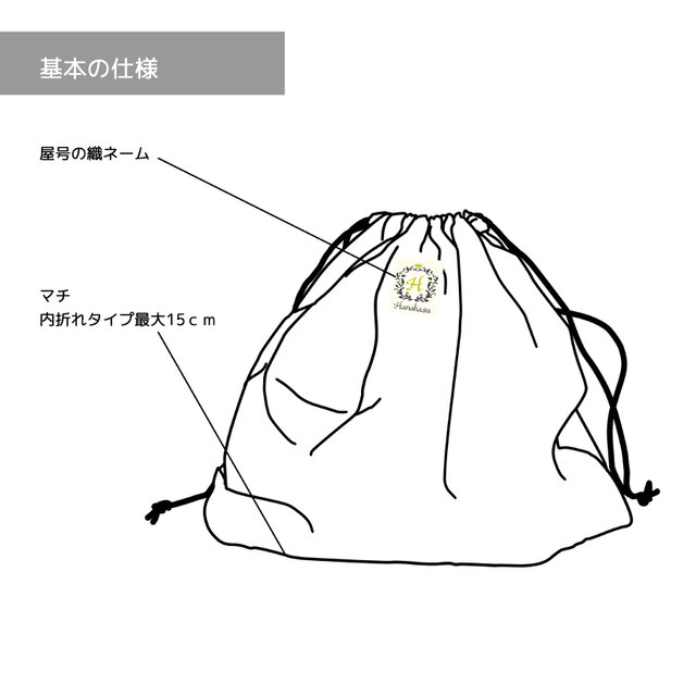 巾着なのに外ポケット！？ XL 両子持縞文様✕無地 紺 | iichi