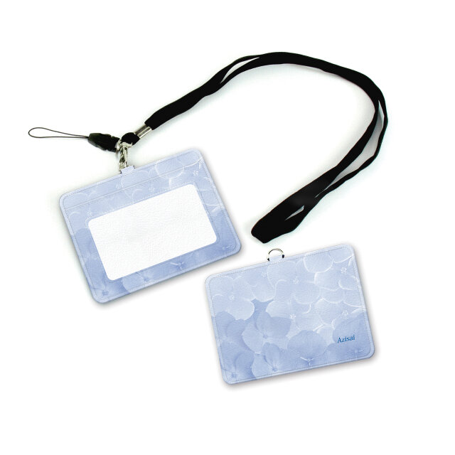 IDケース/IDカードホルダー/パスケース【ブルーフラワー（あじさい）】（名入れ可）