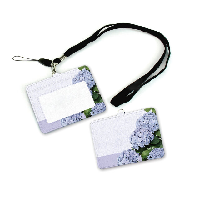 IDケース/IDカードホルダー/パスケース【水彩調あじさい】（名入れ可）