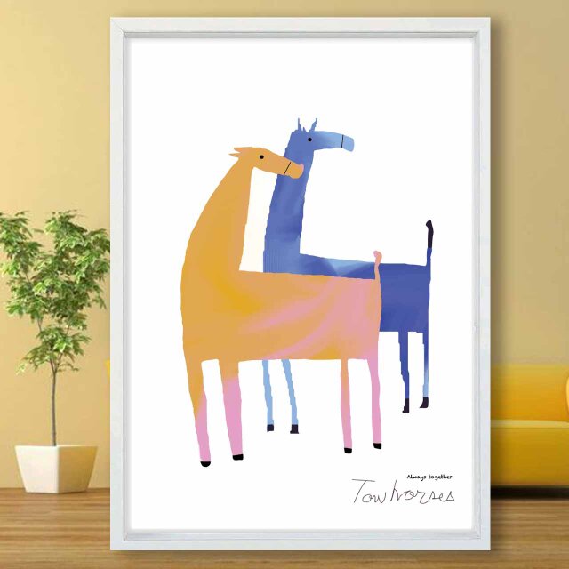 ウマふたり　送料無料 　イラスト　たのしくなるお部屋へ　ポスター　アートポスター　アートsei検索新着順　3125