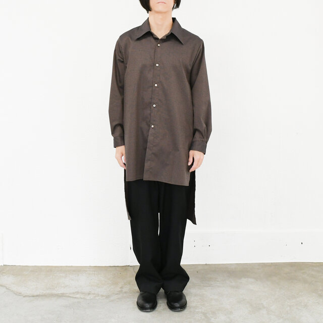 完全一点物】メンズロングシャツ(ブラウン) | iichi 日々の暮らしを