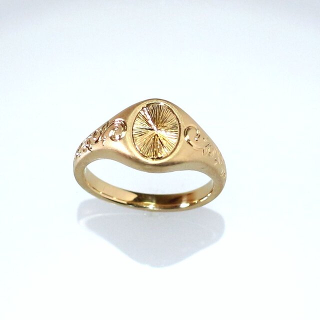 K18YG 手彫り・オーバルリング