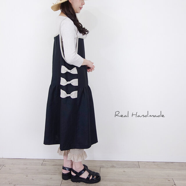 予約販売] Cocoと黒リネンのリボンキャミワンピース | iichi 日々の