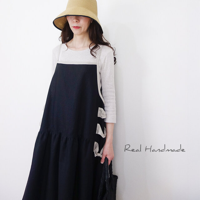 予約販売] Cocoと黒リネンのリボンキャミワンピース | iichi 日々の