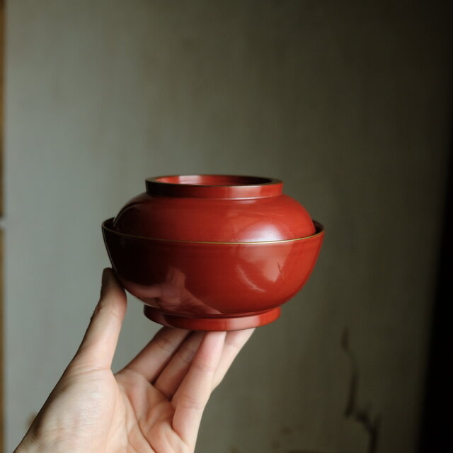 赤で素敵◇時代物 漆芸蓋付碗 漆器 骨董・antiques 古民家 古道具 明治
