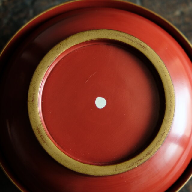 赤で素敵◇時代物 漆芸蓋付碗 漆器 骨董・antiques 古民家