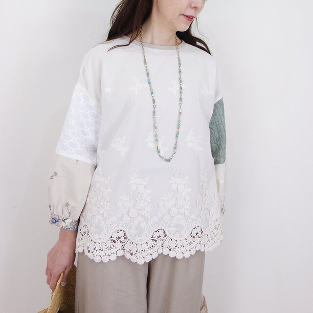 ラスト！[予約販売] シアバターリネンのフローラル2way羽織りブラウス〈セットアップ対応〉