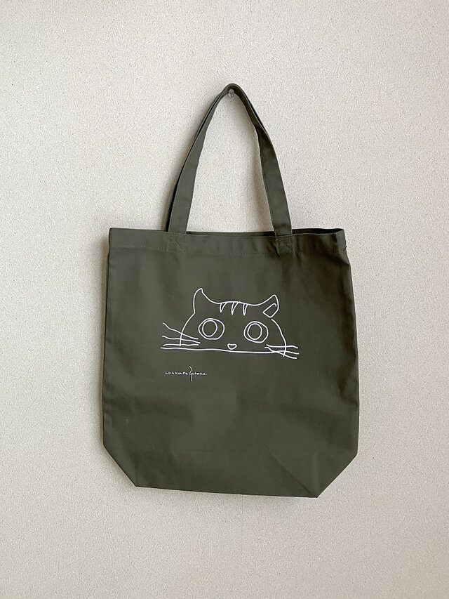 ねこ好大きなあなたへ シンプル トートバッグ エコバッグ にゃんこ