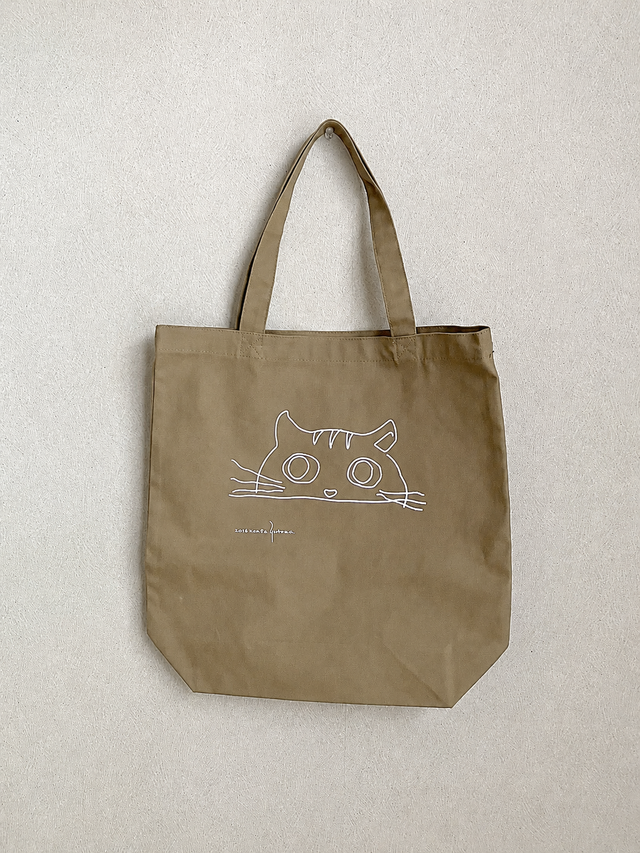 ねこ好大きなあなたへ シンプル トートバッグ エコバッグ にゃんこ