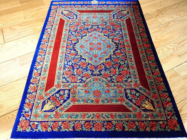 94x63cmペルシャ・シルク・じゅうたん(587)玄関マット・ラグ 94x63cmペルシャ・シルク・じゅうたん(587)玄関マット・ラグ ペルシャ