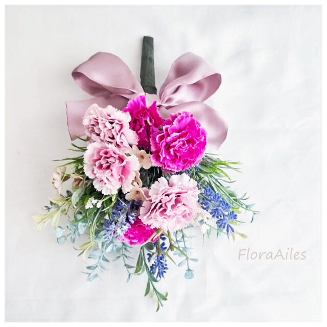 母の日に♪カーネーションハミングスワッグ♪ピンク【メッセージカード無料】