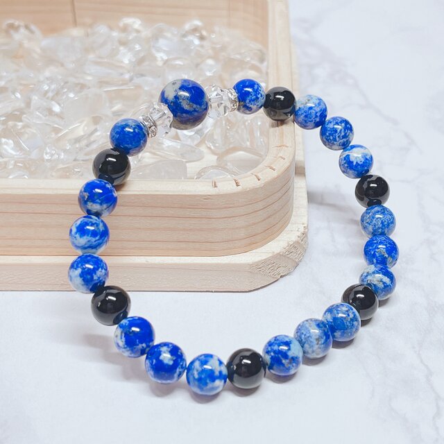 厄を払い、心身を守る ラピスラズリ・オニキス 天然石 ブレスレット
