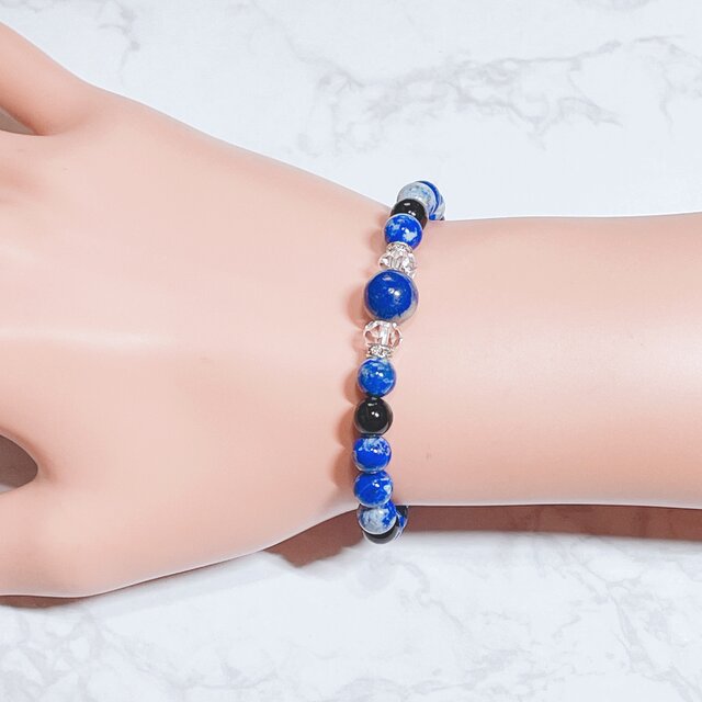 厄を払い、心身を守る ラピスラズリ・オニキス 天然石 ブレスレット