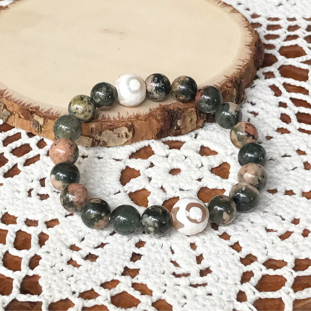 桜瑪瑙 チェリーブロッサムアゲート 夜桜瑪瑙 三眼天珠 めのう 天然石