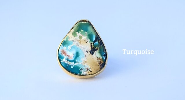 最新作☆レアカラー 大「ターコイズ」の世界でひとつの天然石リング  
