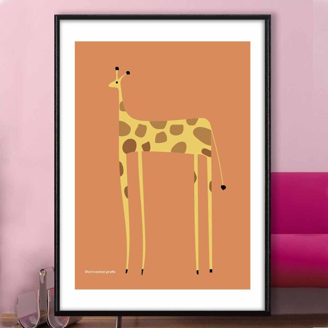 短い首　キリン　送料無料 　イラスト　たのしくなるお部屋　ポスター　アートポスター　アートsei検索新着順　3462