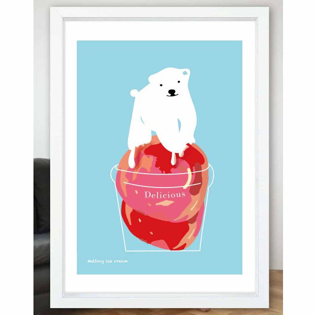 北極アイス　シロクマ　送料無料 　イラスト　たのしくなるお部屋　ポスター　アートポスター　アートsei検索新着順　3490