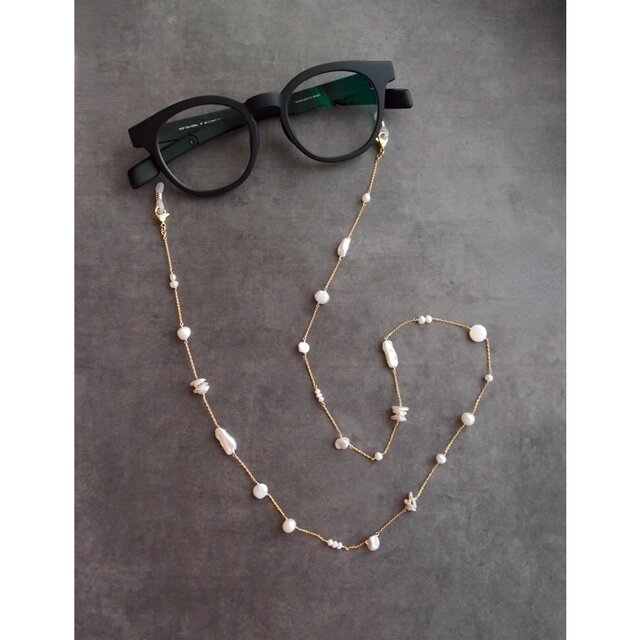 K14gf × Pearls／2way Necklace グラスコード ネックレス兼用（眼鏡ホルダー）