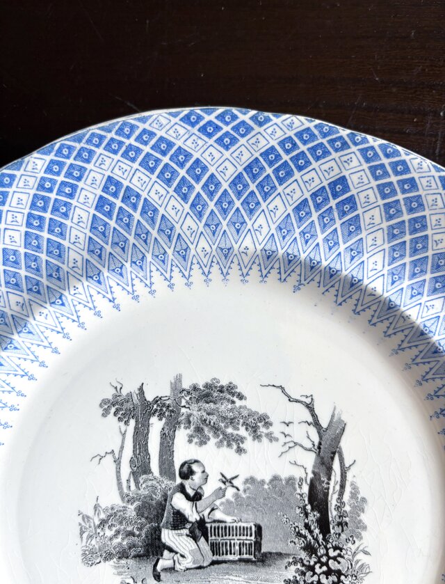 Creil&Montereau グリザイユ 平皿 φ20.8cm アンティーク d 0502102