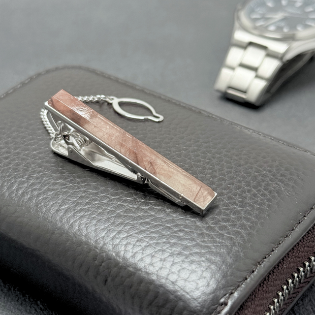 ラス1 穏やかな煌 ルチルクォーツ/金針水晶  RHP 天然石ネクタイピン - Terrene ブラウン