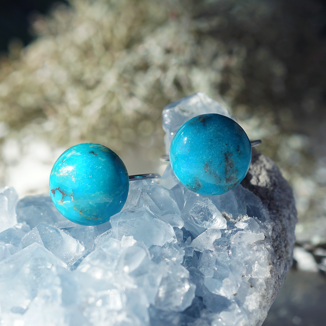 大粒☆湖北省産極上ターコイズのフリーサイズリング・サージカル