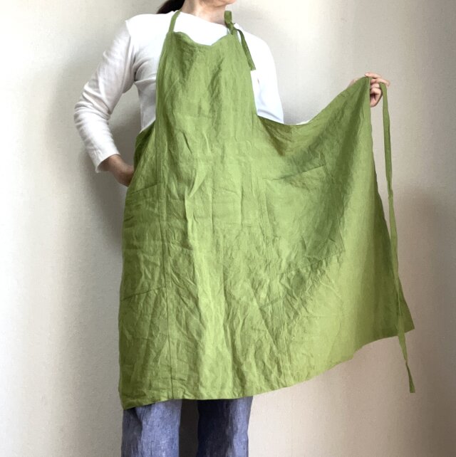 小柄なあなたに贈るベルギーリネンの華やぎワークエプロン スモール