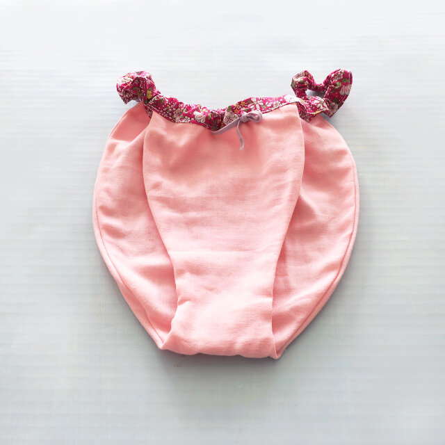 ふんわりダブルガーゼショーツ【ピンク×マゼンタ花】ラテックスアレルギー