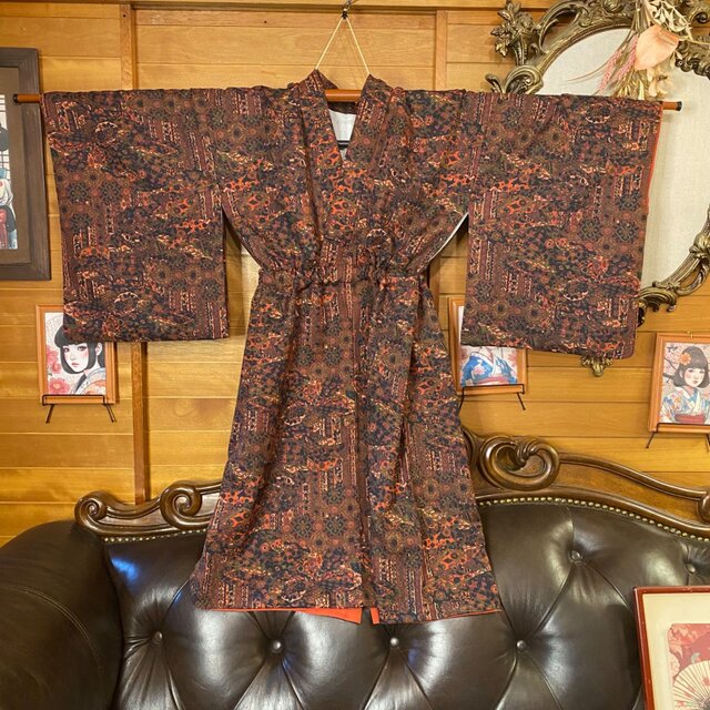 着物リメイクワンピース　No.532 SOLD 着物リメイク ワンピース 大島紬 L〜LLの通販 by Yumi's