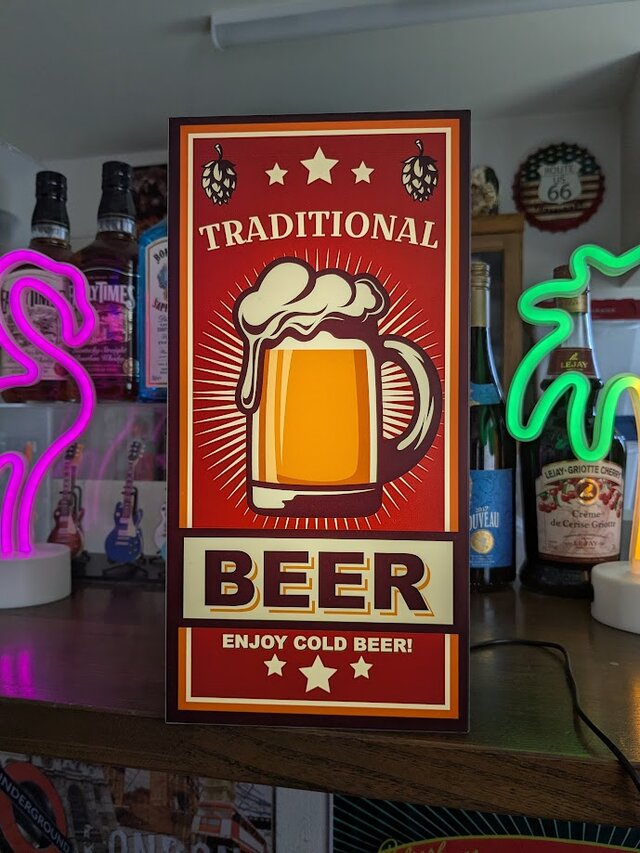 【Lサイズ】ビール トラディショナル バー スナック パブ ビアガーデン 酒場 店舗 自宅 照明 看板 置物 雑貨 ライトBOX