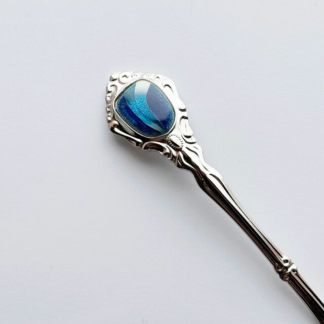 アンティークシュガースプーン【Marine Blue】七宝焼の