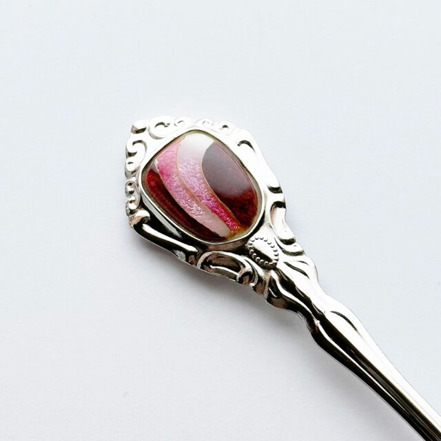 アンティークバターナイフ【Ruby Red】 七宝焼のバターナイフ 純銀胎