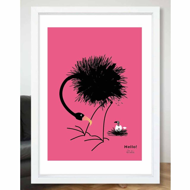 Hello!   鳥　送料無料 　イラスト　たのしくなるお部屋　ポスター　アートポスター　アートsei検索新着順　3265