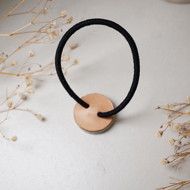 TH-97 美濃焼 タイルのヘアゴム ミッドナイトブルー 【 裏面レザー加工