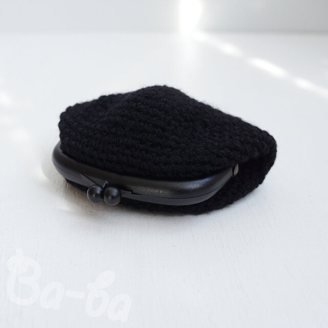 ばあば作 ♪ エコなプラがま口 （まっくろ・C1631）