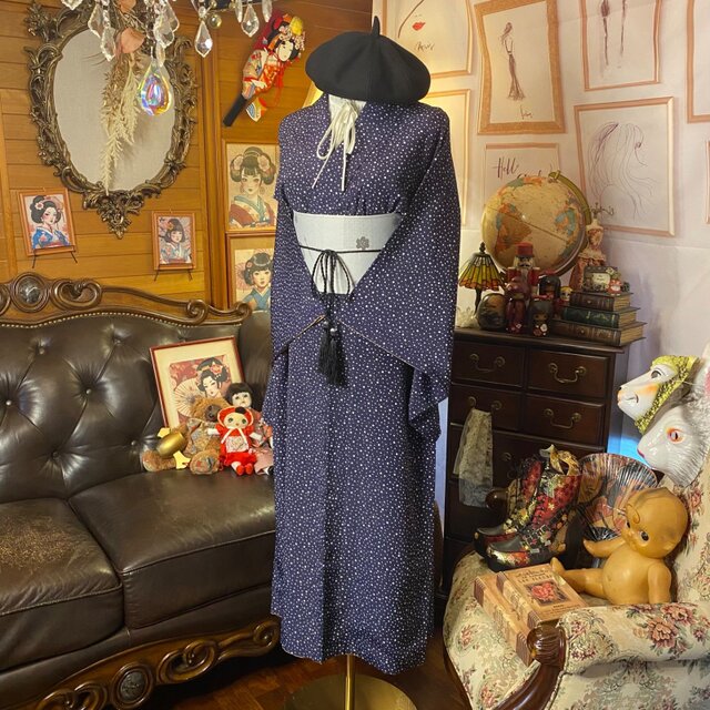 着物リメイク ロング ワンピース ドレス 洗える 化繊 京袋帯 着物リメイク ロング ワンピース ドレス 洗える 化繊 京袋帯