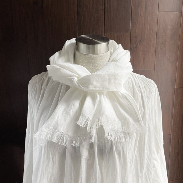 150cm フレンチリネンのミニストール　白　オフホワイト