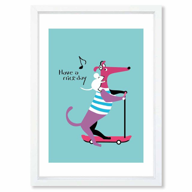 遊んで〜　犬　ネズミ　送料無料 　イラスト　たのしくなるお部屋　ポスター　アートポスター　アートsei検索新着順　3492